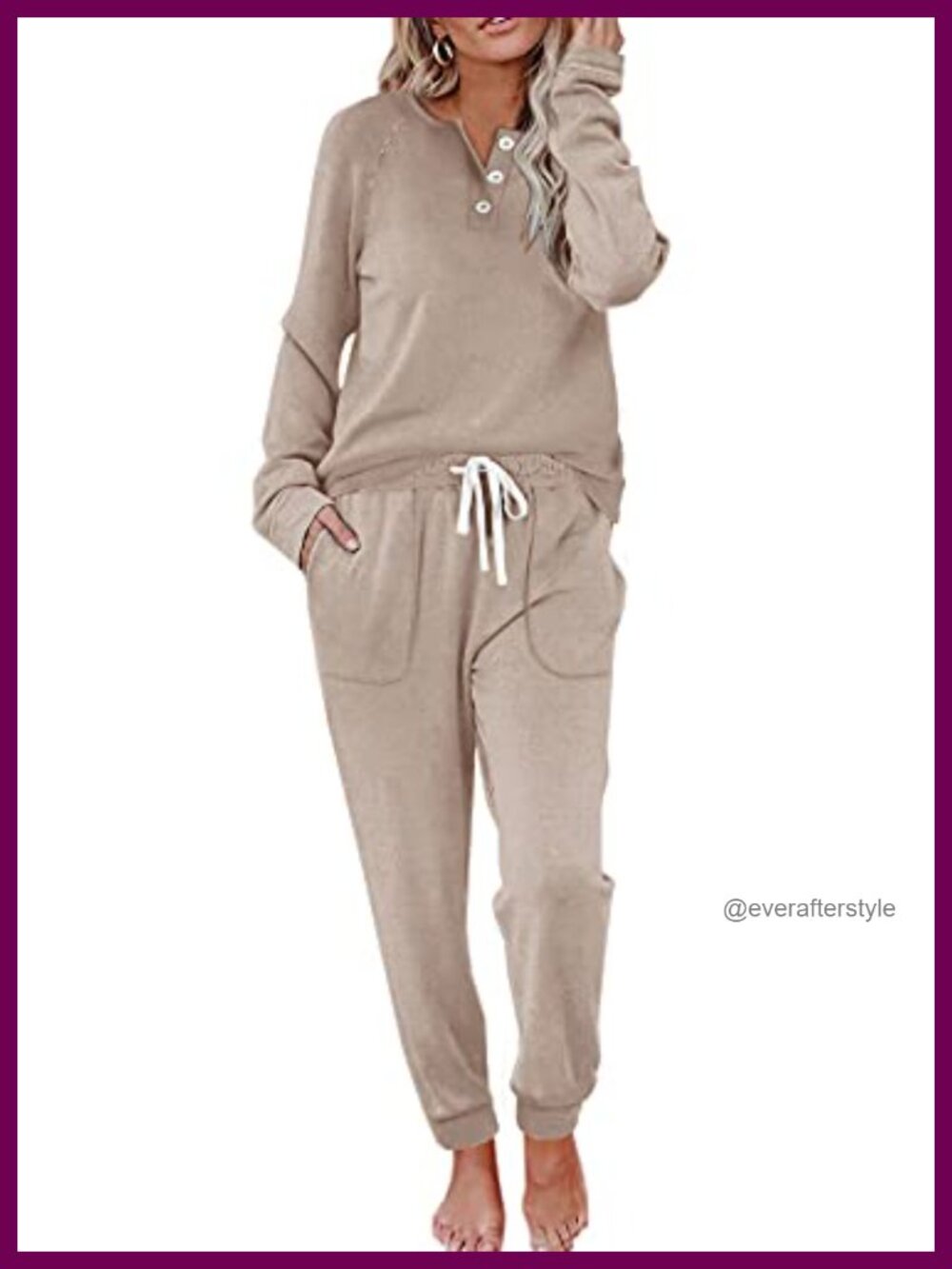 Womens Two Piece Lounge Set Button Down Sweatshirt Drawstring Sweatpants